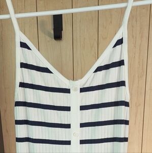Aerie midi-length dress, navy stripes, size Medium